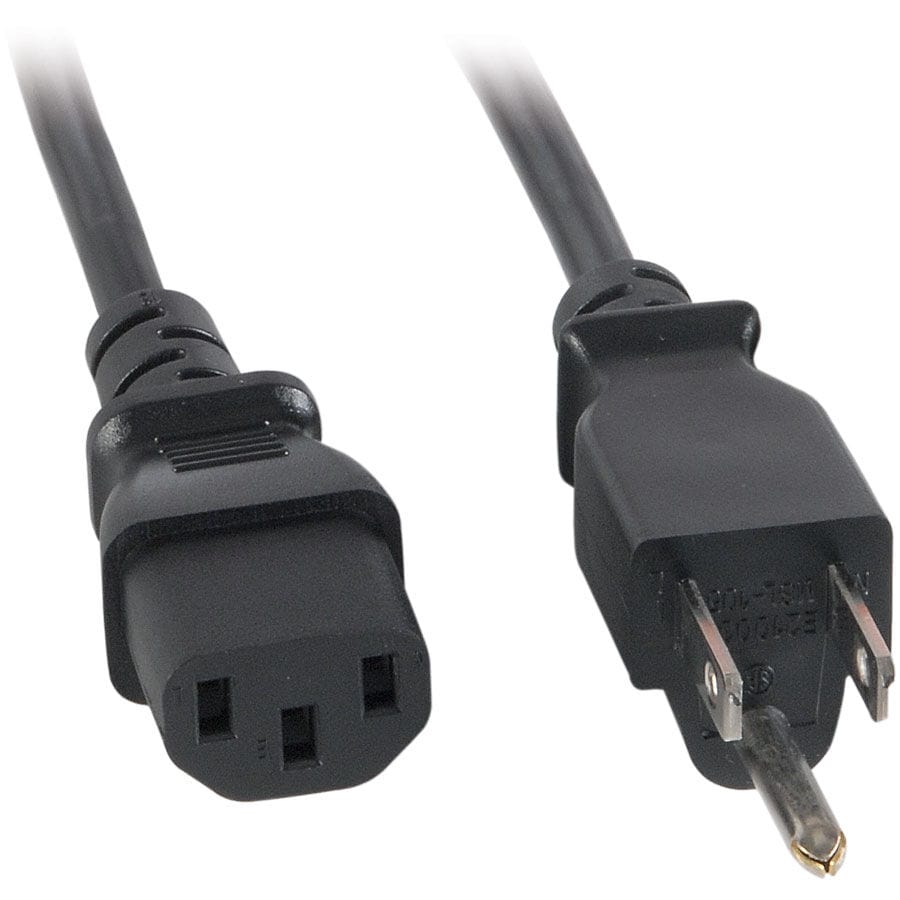 AC Power Cord NEMA 5-15P To IEC-60320-C13 18 AWG 3C 10A SJT 125V Black ...